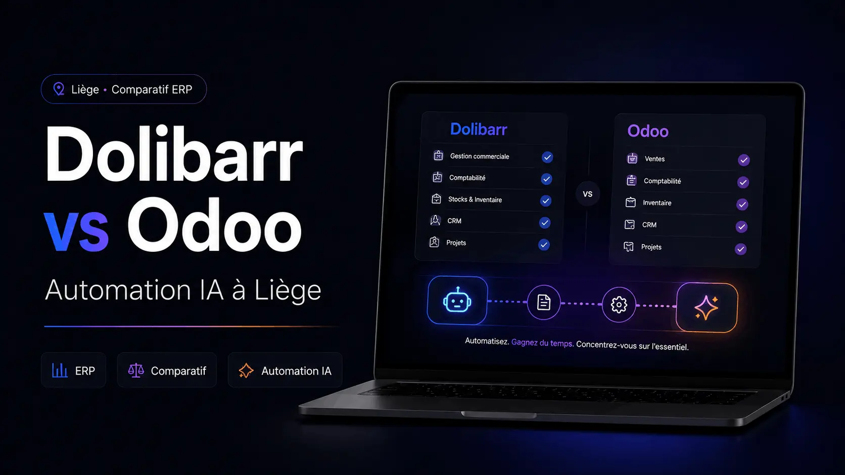 Comparatif Dolibarr vs Odoo pour PME belges : licences, coût total et modules ERP