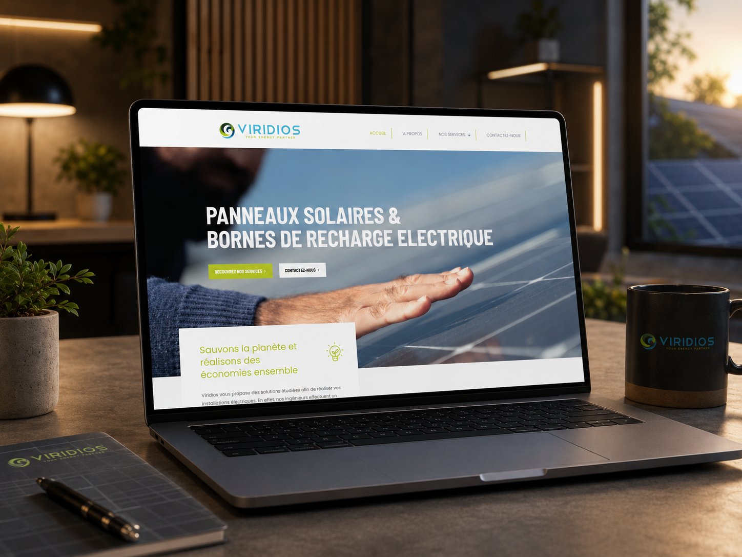 Site internet Viridios — panneaux solaires et bornes de recharge